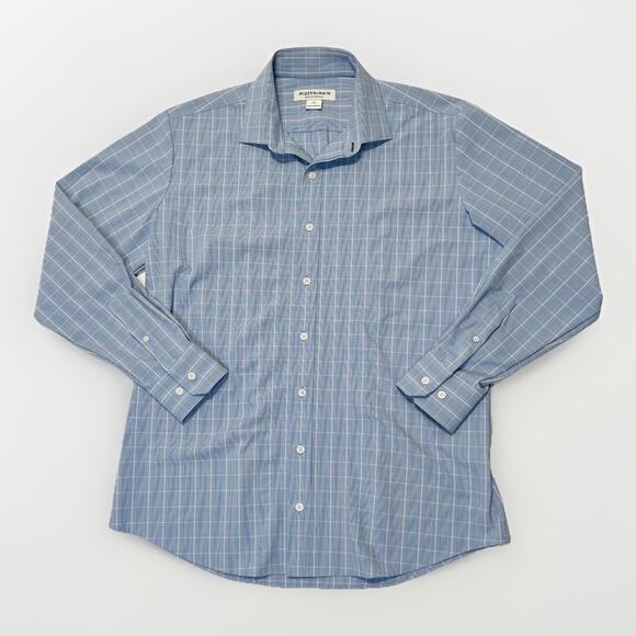 Mizzen+Main Shirt Mens Medium Blue Plaid Performance Dress Stretch Classic Fit - Picture 2 of 13